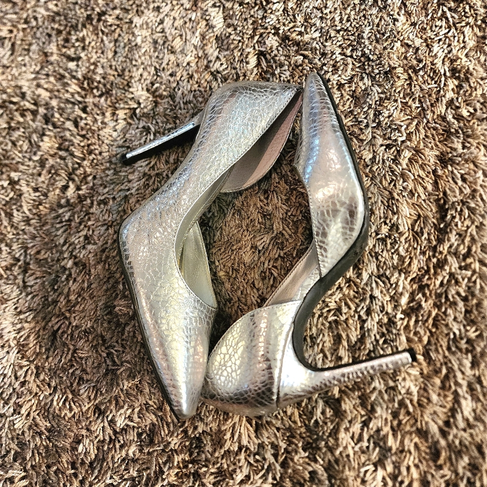 Vince Camuto Silver Heels. Some Wear.